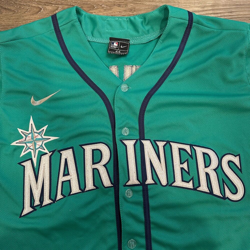 Nike Seattle Mariners Ichiro Suzuki Jersey Mens 44 Teal Excellent Stitched MLB - Picture 2 of 11